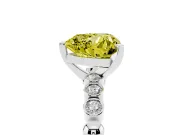 Fancy Yellow Heart Cut Diamond Solitaire Engagement Ring Set in Platinum with Bezel Accents on Beaded Band