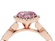 Fancy Pink Heart Cut Diamond Halo Twisted Band Ring Set in Rose gold with Prong Setting
