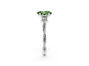 Fancy Green Oval Cut Diamond Solitaire Ring Set in Silver with Twisted Band and Bead Prong Setting