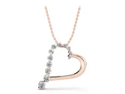 Round Lab-Grown Diamond Graduated Half-Set Open Heart Pendant | Polished Wire Side | Rose Gold