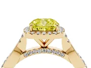 Cushion Cut Twist Halo Engagement Ring Setting for a Fancy Yellow Lab-Grown Diamond | Yellow Gold