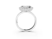 Pear Cut Diamond Halo Ring Set in White gold with Milgrain Edge and Round Prong Setting