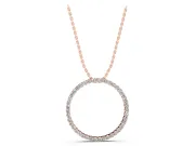 Round Lab-Grown Diamond Thin Eternity Circle Pendant Necklace | Shared Prongs | Rose Gold