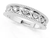 Round Diamond Twist Band Set in White gold with Milgrain Bezel Setting