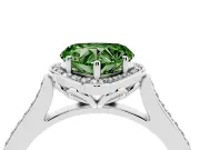 Heart-Shaped Petal Tip Halo Engagement Ring Setting for a Fancy Green Lab-Grown Diamond | Pavé Band | Sterling Silver