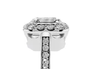 Emerald Cut Floral Halo Engagement Ring Setting | Large Round Accents | Platinum