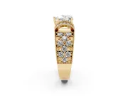 Heart-Shaped Vintage Milgrain Pave Engagement Ring Setting | Crescent Side Rows | Yellow Gold