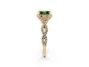 Asscher Cut Graduated Milgrain Halo Engagement Ring Setting for a Fancy Green Lab-Grown Diamond | Yellow Gold