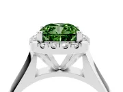 Cushion Cut Halo Engagement Ring Setting for a Fancy Green Lab-Grown Diamond | Square Profile Band | Platinum