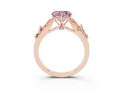 Heart-Shaped Leaf Solitaire Engagement Ring Setting for a Fancy Pink Lab-Grown Diamond | Rose Gold