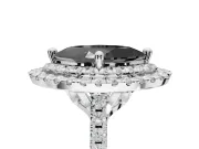 Fancy Black Marquise Lab-Grown Diamond Double Halo Statement Ring Set in Platinum with Pavé Band
