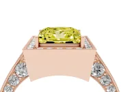 Princess Cut Milgrain Halo Engagement Ring Setting for a Fancy Yellow Lab-Grown Diamond | Side Stones | Rose Gold