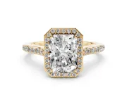 Radiant Cut Pavé Halo Engagement Ring Setting | Yellow Gold