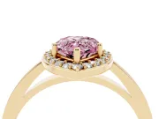 Fancy Pink Pear Cut Diamond Halo Ring Set in Yellow gold with Solitaire Band and Prong Setting