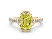 Emerald Cut Floral Petal Engagement Ring Setting for a Fancy Yellow Lab-Grown Diamond | Petal Accents | Yellow Gold