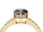 Cushion Cut Hidden Halo Engagement Ring Setting for a Black Center | Yellow Gold