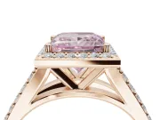 Princess Cut Halo Pavé Engagement Ring Setting for a Fancy Pink Lab-Grown Diamond | Narrow Split Shank | Rose Gold
