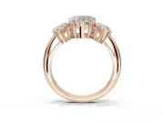Heart-Shaped Three Stone Engagement Ring Setting | Plain Band | Rose Gold