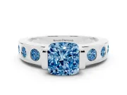 Cushion Cut Tension Style Engagement Ring Setting for a Fancy Blue Lab-Grown Diamond | Platinum