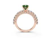 Cushion Cut Shared Prong Engagement Ring Setting for a Fancy Green Lab-Grown Diamond | Rose Gold