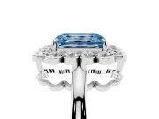 Emerald Cut Cluster Halo Engagement Ring Setting for a Fancy Blue Lab-Grown Diamond | Sterling Silver