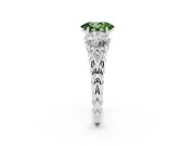 Fancy Green Oval Cut Diamond Three-Stone Ring Set in Silver with Braided Band