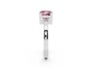 Fancy Pink Princess Cut Diamond Solitaire Ring Set in Silver with Prong Head and Smooth Polished Band