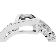 Fancy Black Radiant Cut Diamond Bezel Bypass Ring Set in Silver with Round Accents