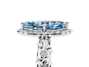 Marquise Leaf Halo Engagement Ring Setting for a Fancy Blue Lab-Grown Diamond | Sterling Silver