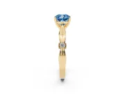 Cushion Cut Floral Engagement Ring Setting for a Fancy Blue Lab-Grown Diamond | Yellow Gold