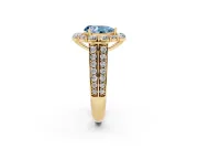Pear-Shaped Large Accent Halo Engagement Ring Setting for a Fancy Blue Lab-Grown Diamond | Graduated Pavé | Yellow Gold