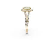 Asscher Cut Halo Split Shank Engagement Ring Setting for a Fancy Yellow Lab-Grown Diamond | Pavé Shoulders | Yellow Gold