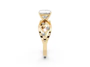Princess Cut Diamond Solitaire Ring Set in Yellow gold with Side Stones on Criss-Cross Band and Prong Setting