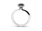 Round Hidden Halo Solitaire Engagement Ring Setting for a Black Center | Pavé Band | Platinum