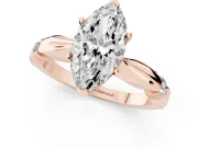 Marquise Floral Solitaire Engagement Ring Setting | Sculpted Leaf Shoulders | Rose Gold