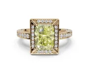 Radiant Cut Sectioned Halo Engagement Ring Setting for a Fancy Yellow Lab-Grown Diamond | Yellow Gold
