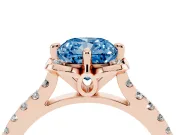 Cushion Cut Floral Petal Engagement Ring Setting for a Fancy Blue Lab-Grown Diamond | Petal Accents | Rose Gold