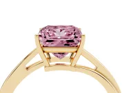 Fancy Pink Princess Cut Diamond Solitaire Twist Band Ring Set in Yellow gold with Prong Setting
