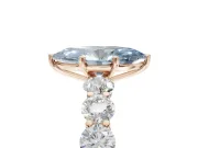 Marquise Side Stone Engagement Ring Setting for a Fancy Blue Lab-Grown Diamond | Scalloped Prong Accents | Rose Gold
