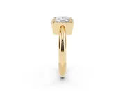 Princess Cut Diamond Halo Engagement Ring Set in Yellow gold with Plain Split Shank and Prong Setting