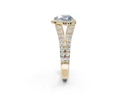 Heart-Shaped Halo Pavé Engagement Ring Setting for a Fancy Blue Lab-Grown Diamond | Narrow Split Shank | Yellow Gold