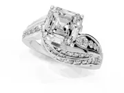Asscher Cut Bypass Hidden Halo Engagement Ring Setting | Graduated Pavé | Platinum