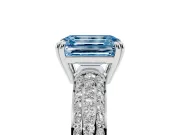 Emerald Cut Three Row Pave Engagement Ring Setting for a Fancy Blue Lab-Grown Diamond | White Gold