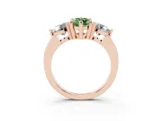 Marquise Three Stone Engagement Ring Setting for a Fancy Green Lab-Grown Diamond | Open Prong Baskets | Rose Gold