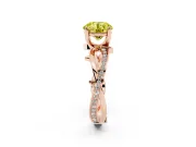 Fancy Yellow Round Cut Diamond Pavé Twist Band Solitaire Ring Set in Rose gold with Prong Setting
