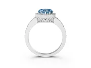 Fancy Blue Heart Cut Diamond Halo Ring Set in Platinum with Pavé-Setting Band and Open Prong Center