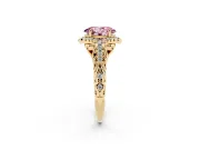 Oval Hidden Halo Filigree Engagement Ring Setting for a Fancy Pink Lab-Grown Diamond | Yellow Gold