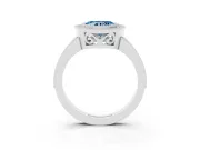 Fancy Blue Heart Cut Diamond Halo Ring Set in Silver with Pavé Band and Milgrain-Edged Prongs