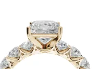Princess Cut Side Stone Engagement Ring Setting | Scalloped Prong Accents | Yellow Gold