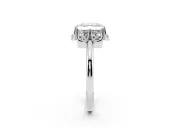 Asscher Cut Scalloped Petal Halo Engagement Ring Setting | Plain Band | White Gold